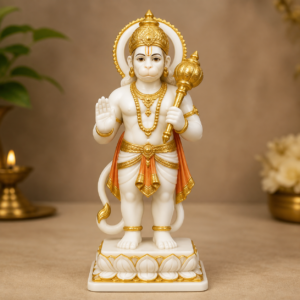 Hanuman White & Gold 150mm Idol | 3D Printed Devotional Statue