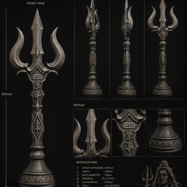 Mahakal Trishul Idol - Ivory
