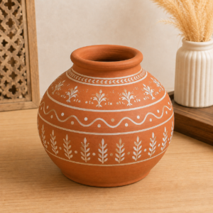 Indian Matki Planter Pot | Terracotta White Cream