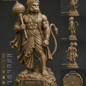 Hanuman Ji Chiranjivi 250mm Idol | 3D Printed Devotional Statue