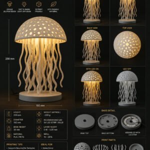 Jellyfish Mood Lamp | 3D Printed Decorative LED Table Lamp