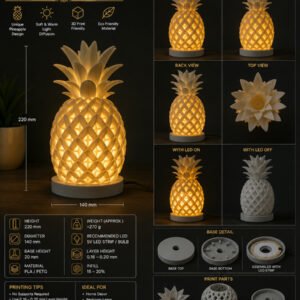 Pineapple Lamp | 3D Printed Decorative LED Table Lamp