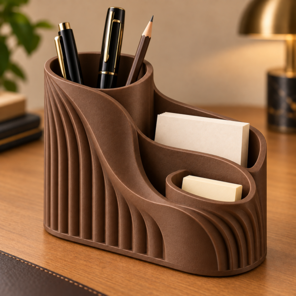 Premium Wave Desk Organizer | 3D Printed Stationery Holder