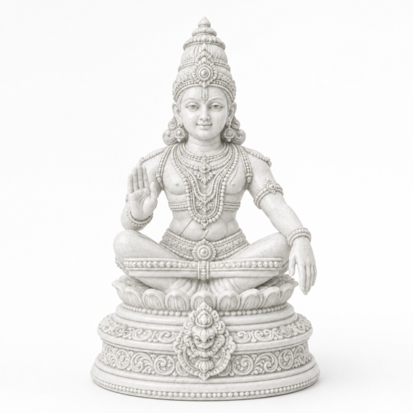 Lord Ayyappa Seated Idol - White