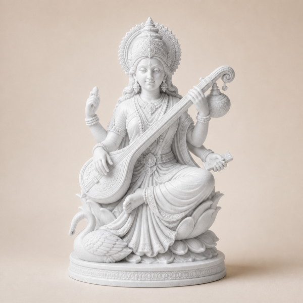 Goddess Saraswati Idol - White