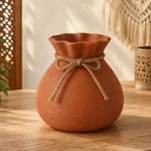Terracotta Potli Vase | Rope-Tied Sculptural Planter