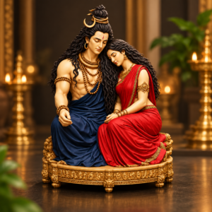Shiv Parvati Idol - Blue Red