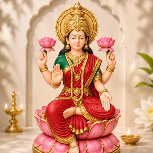 Goddess Lakshmi Seated Idol | Sacred Home Decor Statue